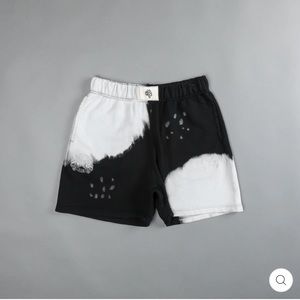 NWOT - BECAUSE US PATCH LIAM SWEAT SHORTS IN BLACK ACID WASH